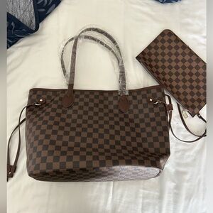 Brown checker tote bag (Louis Vuitton style)